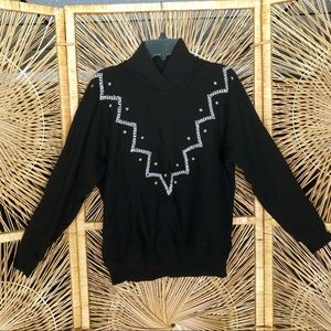 Gianni Versace V-Turtleneck Zig Zag Sweater